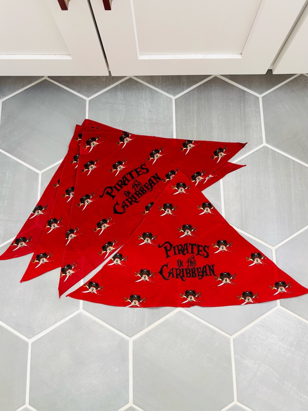 Lot of 4 Disney Cruise Line Pirate Night Captain Mickey Red Bandanas, NWOT